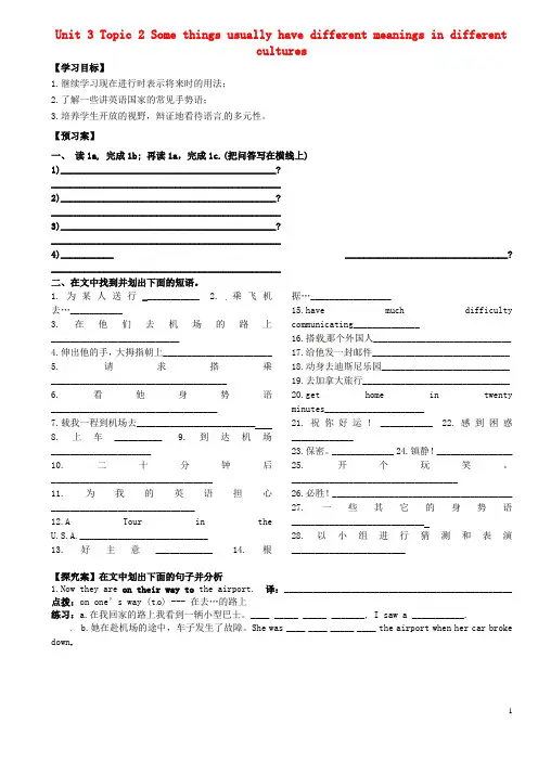 福建省南安市石井镇厚德中学九年级英语上册 Unit 3 Topic 2 Some things us