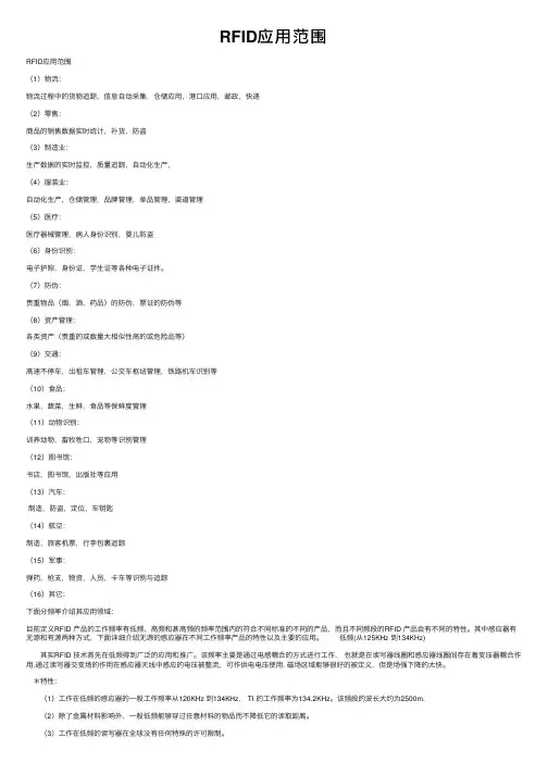 RFID应用范围