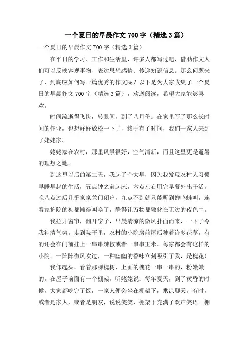 一个夏日的早晨作文700字(3篇)