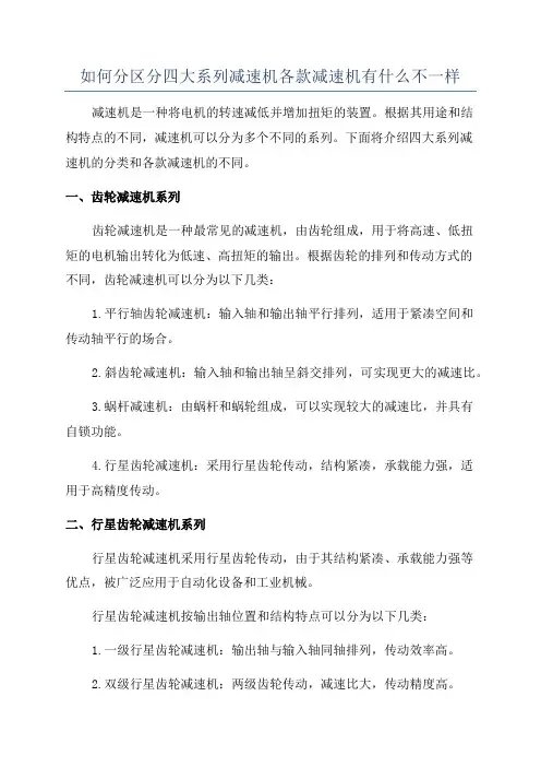 如何分区分四大系列减速机各款减速机有什么不一样