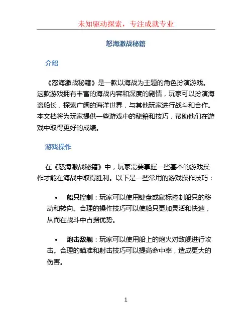 怒海激战秘籍