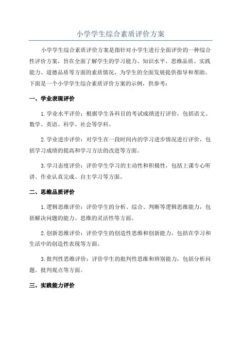 小学学生综合素质评价方案