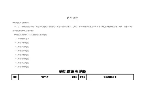 班组建设考评表