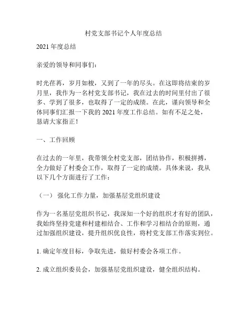村党支部书记个人年度总结