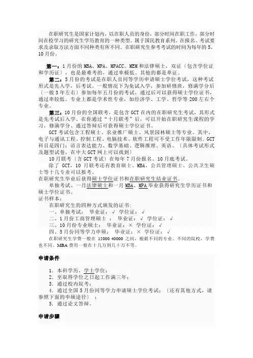 报考在职研究生须知