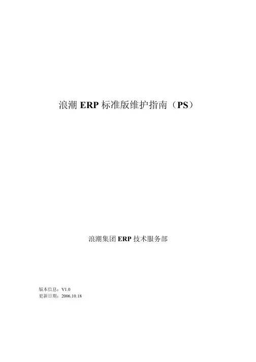 浪潮ERP标准版维护指南(浪潮ERP、GS、PS等)