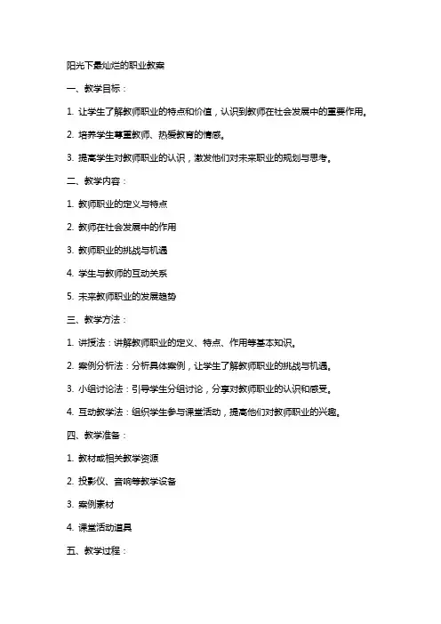 阳光下最灿烂的职业教案