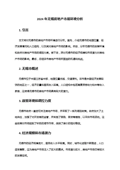 2024年无锡房地产市场环境分析