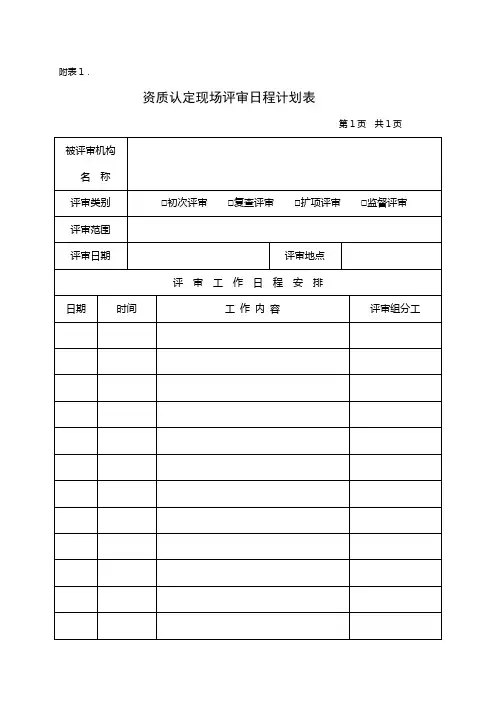 资质认定现场评审日程计划表