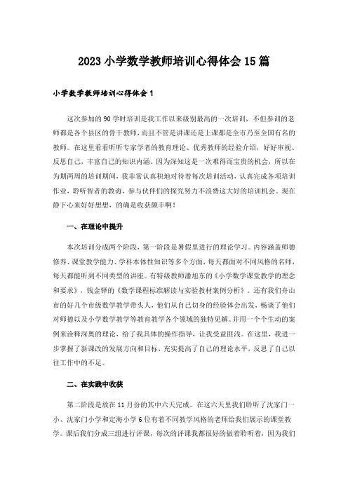 2023小学数学教师培训心得体会15篇