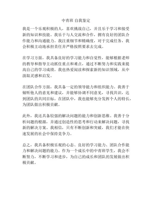 中青班 自我鉴定