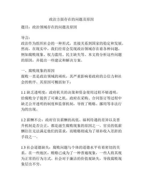 政治方面存在的问题及原因