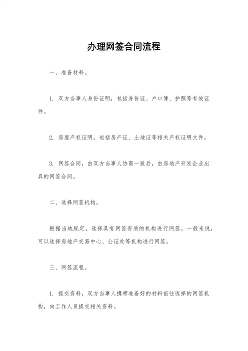 办理网签合同流程