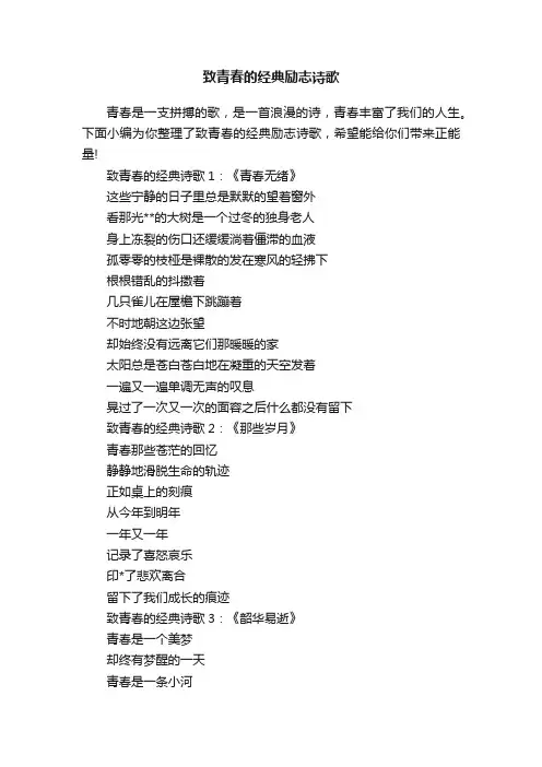 致青春的经典励志诗歌