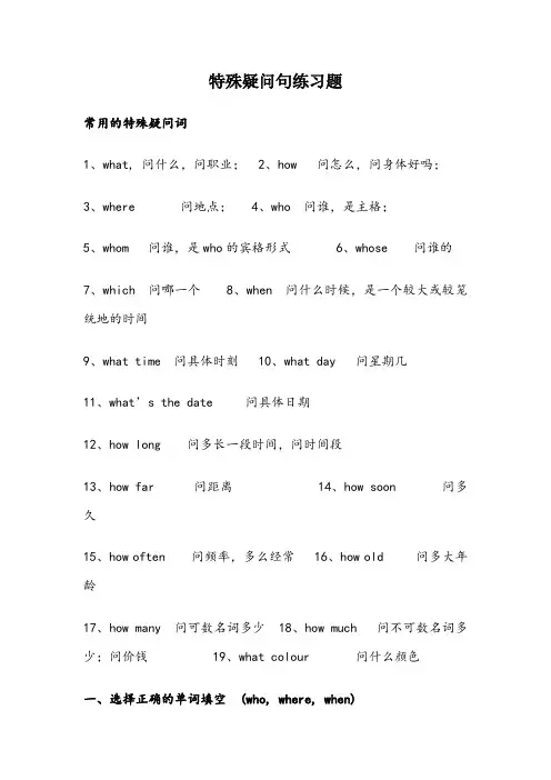 特殊疑问句练习(完整版)