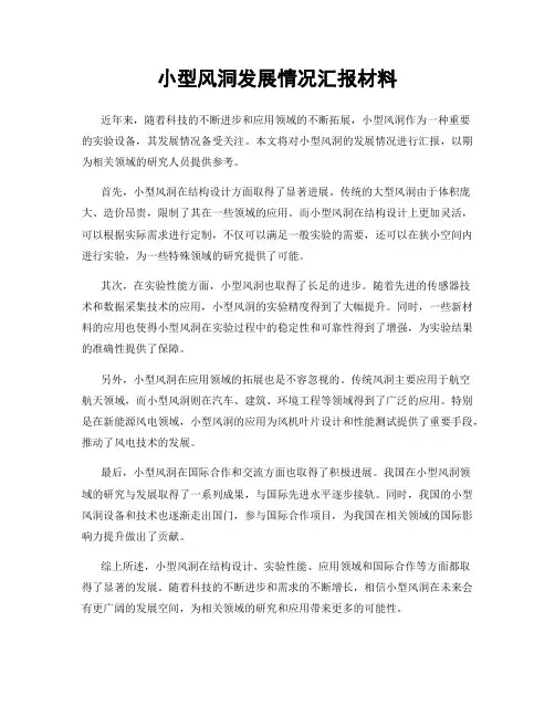 小型风洞发展情况汇报材料