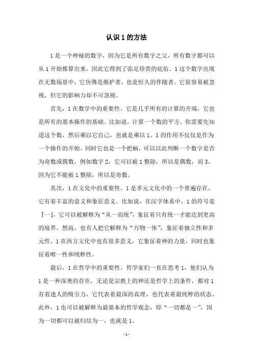 认识1的方法