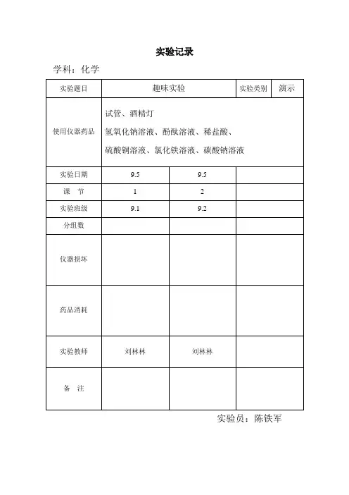 9上实验记录模板