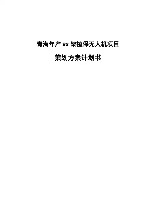 青海年产xx架植保无人机项目策划方案计划书
