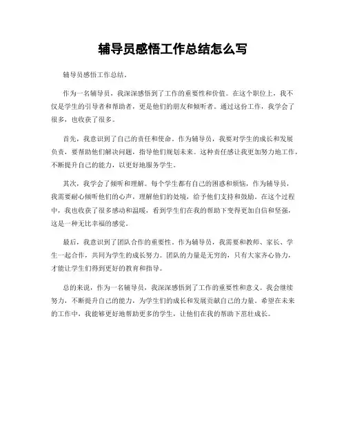 辅导员感悟工作总结怎么写