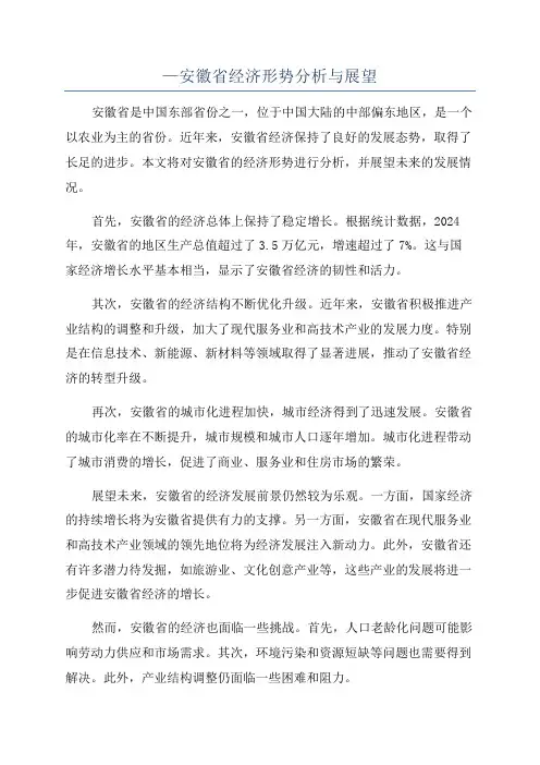 —安徽省经济形势分析与展望