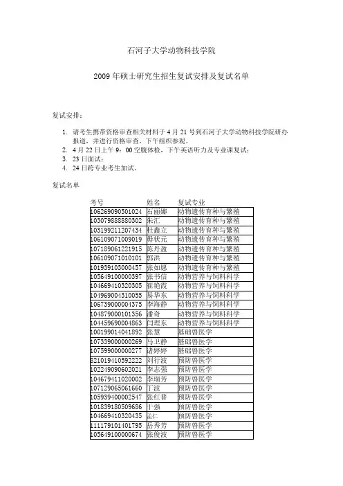 石河子大学动物科技学院