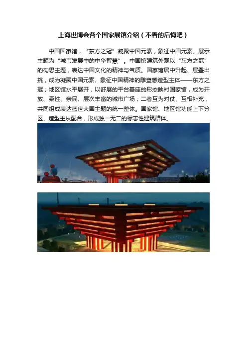 上海世博会各个国家展馆介绍（不看的后悔吧）