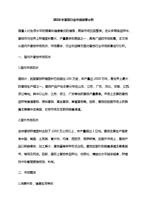2023年番茄行业市场前景分析