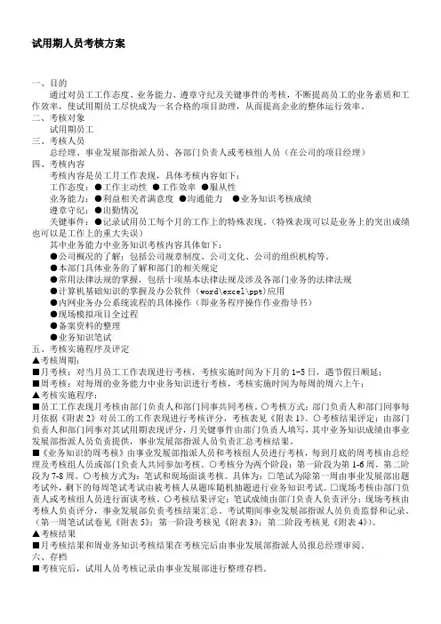 试用期人员考核方案