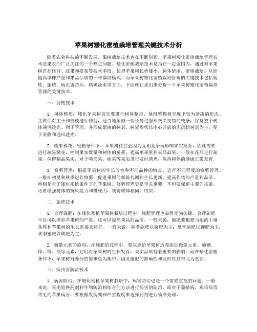 苹果树矮化密植栽培管理关键技术分析