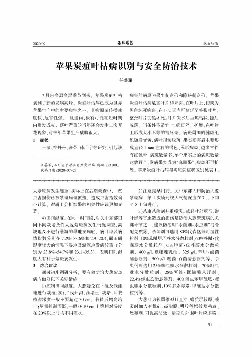 苹果炭疽叶枯病识别与安全防治技术