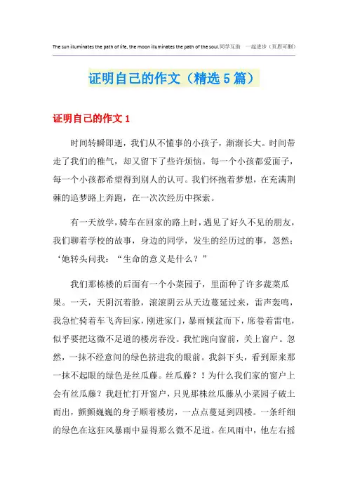 证明自己的作文(精选5篇)