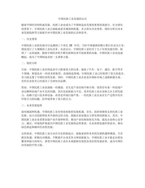 中国民族工业发展的认识