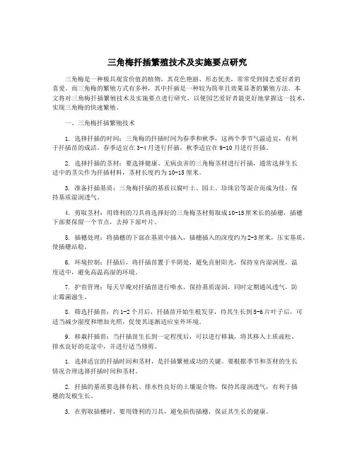 三角梅扦插繁殖技术及实施要点研究