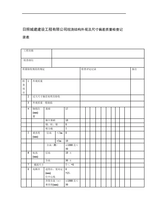 质量验收记录表