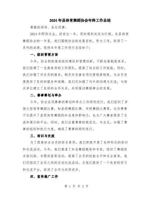 2024年县体育舞蹈协会年终工作总结