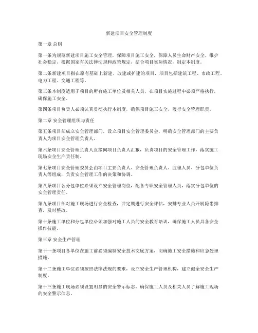 新建项目安全管理制度