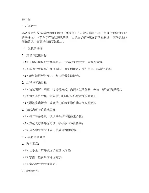 综合实践片段教学说课(3篇)