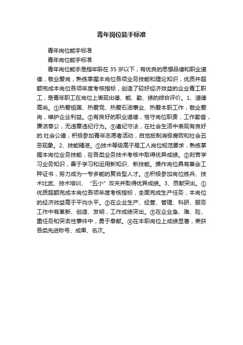 青年岗位能手标准