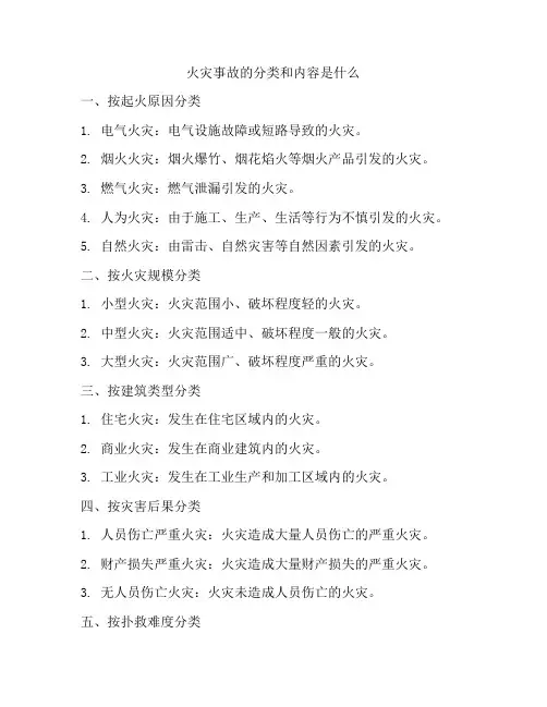火灾事故的分类和内容是什么