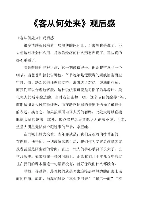 《客从何处来》观后感二