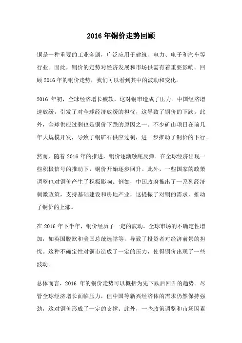 2016年铜价走势回顾