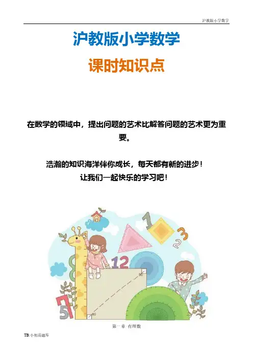 沪教版小学六年级第五章有理数教案及练习3知识点总结教案