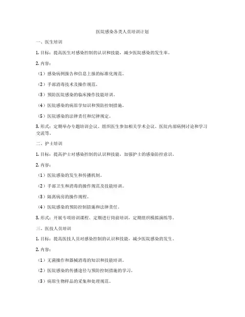 医院感染各类人员培训计划