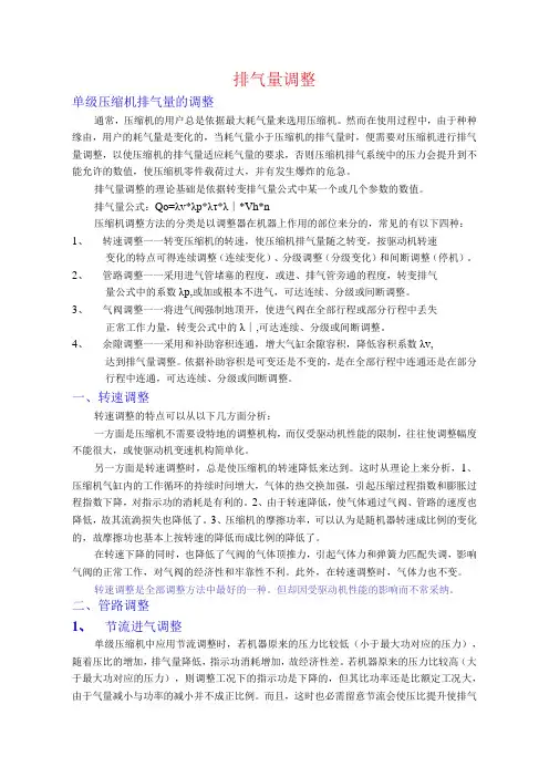 活塞压缩机排气量调节