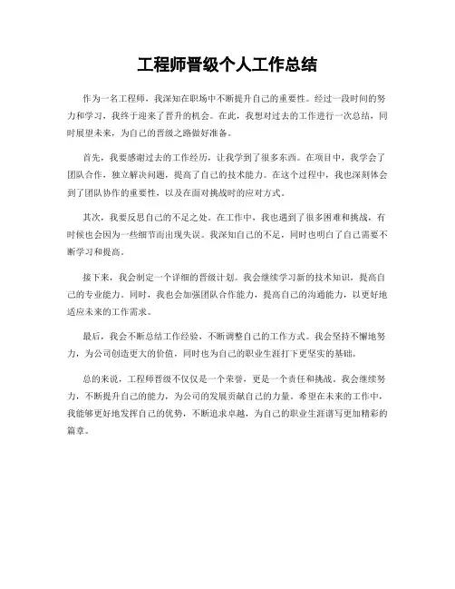 工程师晋级个人工作总结