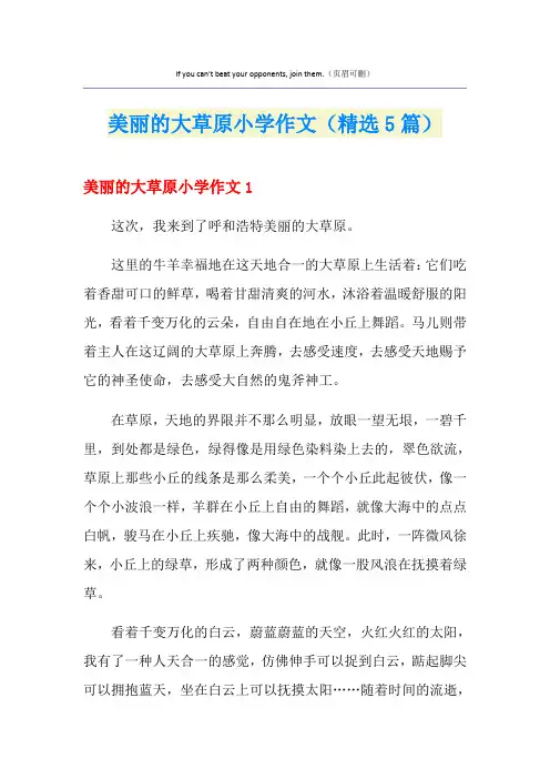 美丽的大草原小学作文(精选5篇)