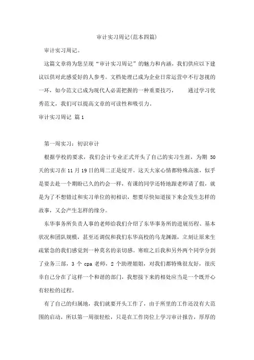 审计实习周记(范本四篇)