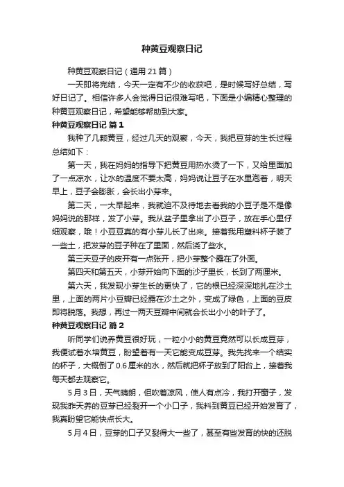 种黄豆观察日记（通用21篇）