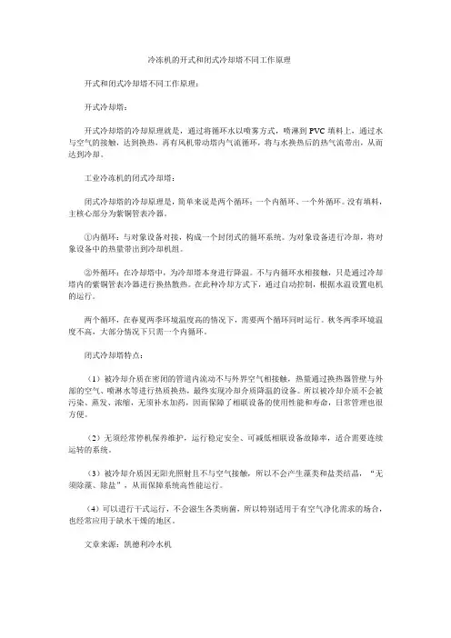 冷冻机的开式和闭式冷却塔不同工作原理骤